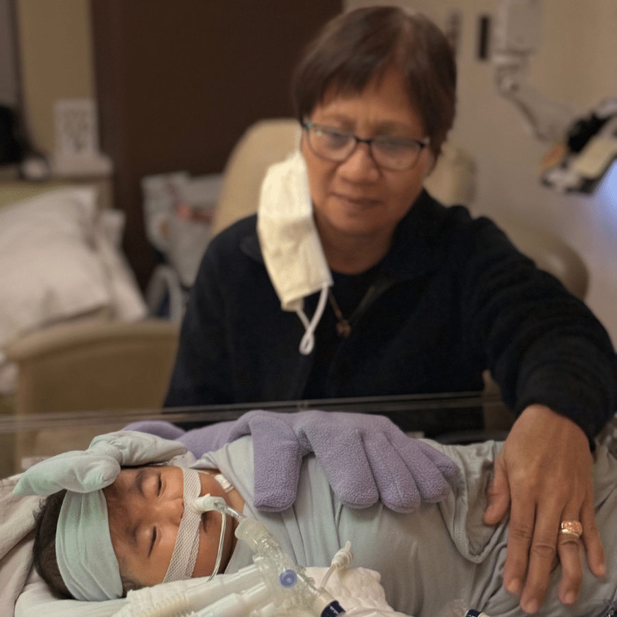 Hope in the hospital with her Grandma