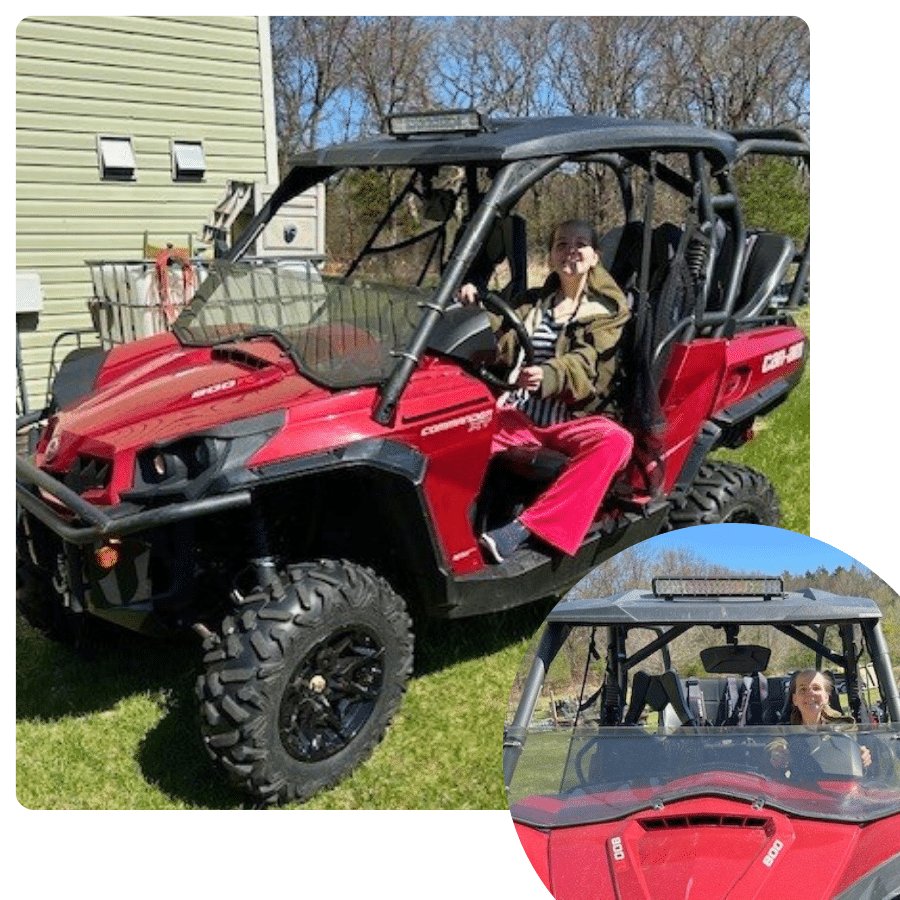Kaylee in her fourwheeler