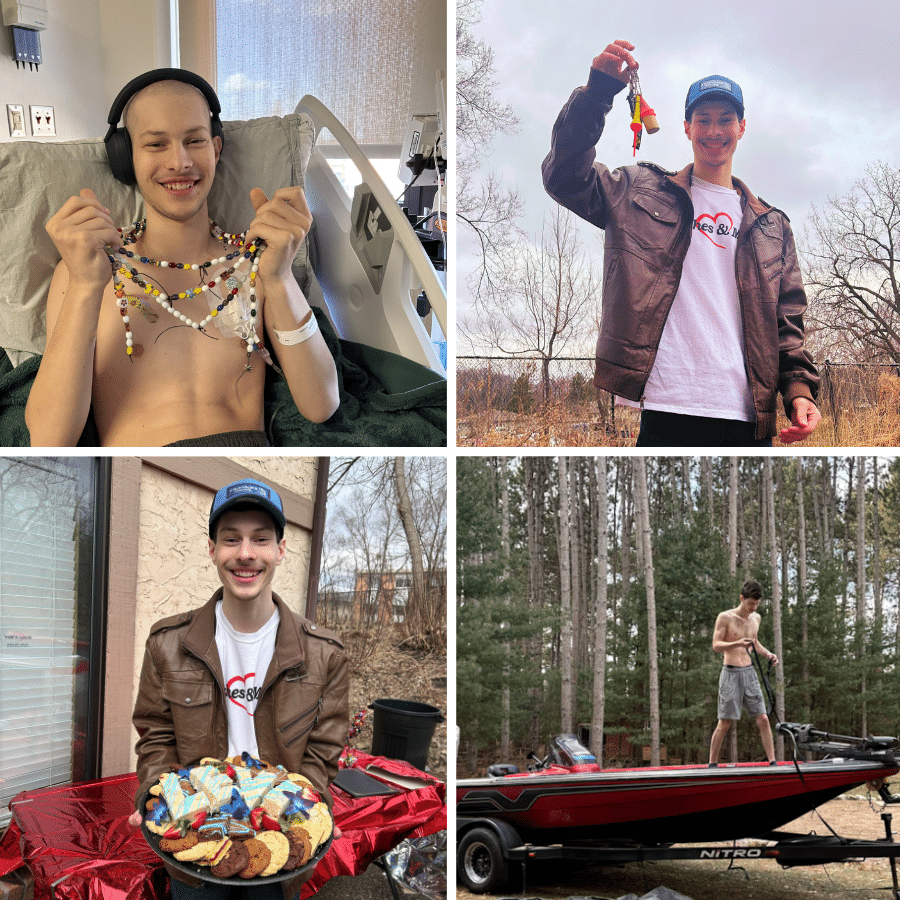 Levi on his new boat with the keys