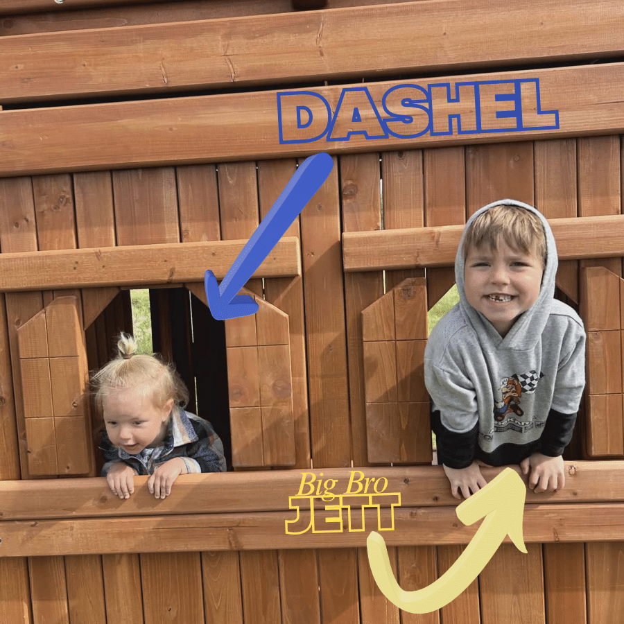 Dashel with his big brother Jett on his new playset