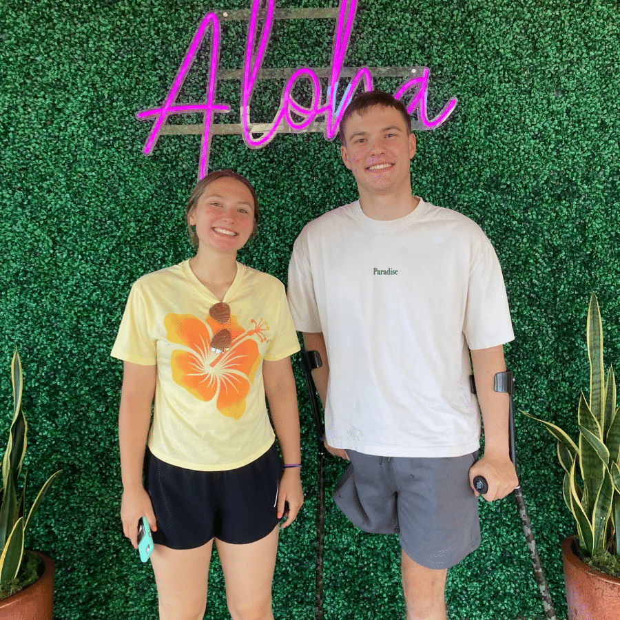 Nick and his sister in Hawaii