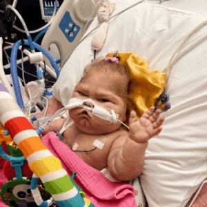 Annabelle in her hospital bed