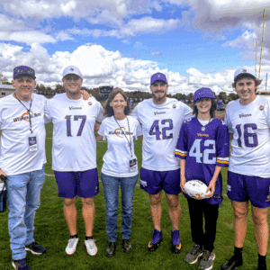 Cody and his family with the Vikings special teams roster