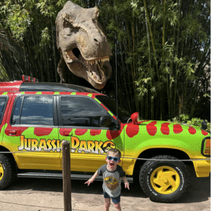 Elijah roaring like a dinosaur